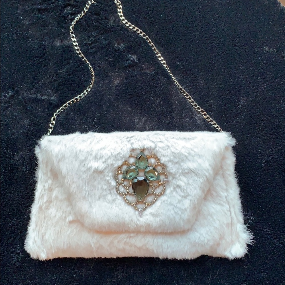 Genuine Rabbit Fur • Glamourpuss NYC Jewel Clutch